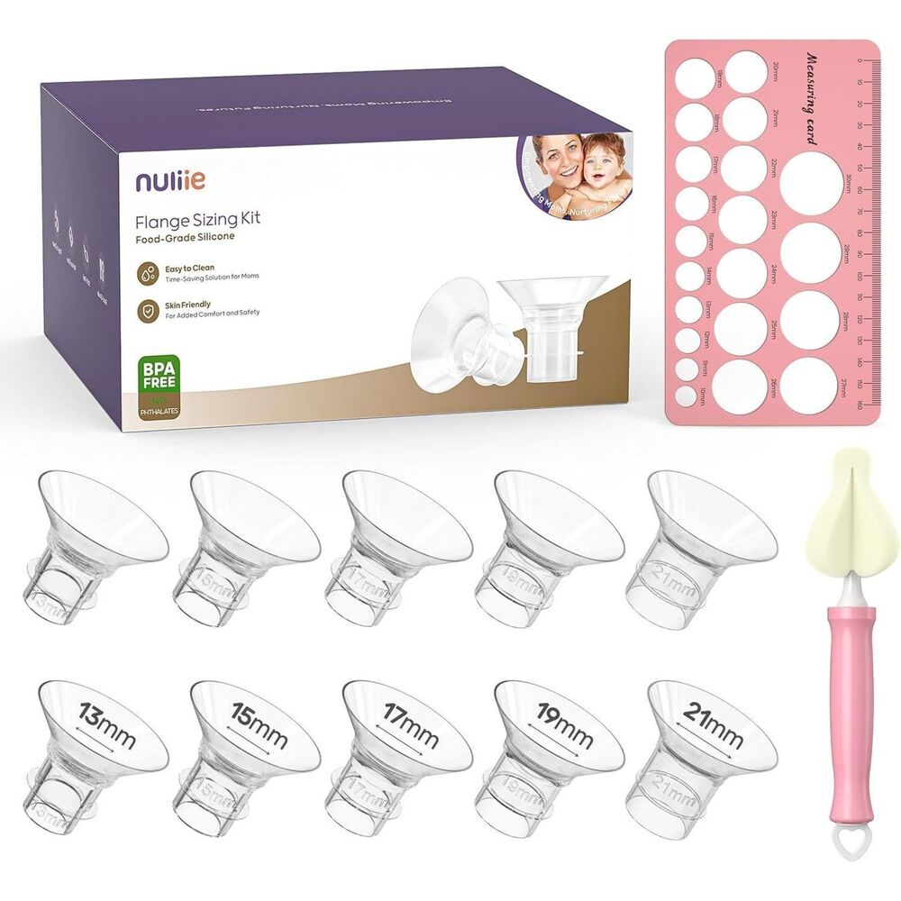 Nuliie 3-in-1 Flange Sizing Kit for Most Pumps, 10PCS Silicone Flange Inserts